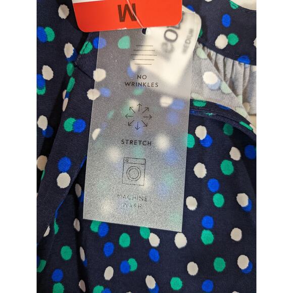 Leota Aria Dress Polka Dot Ruched Waist Sleeveless Blue Medium Knot Dotted Knee - Picture 10 of 13